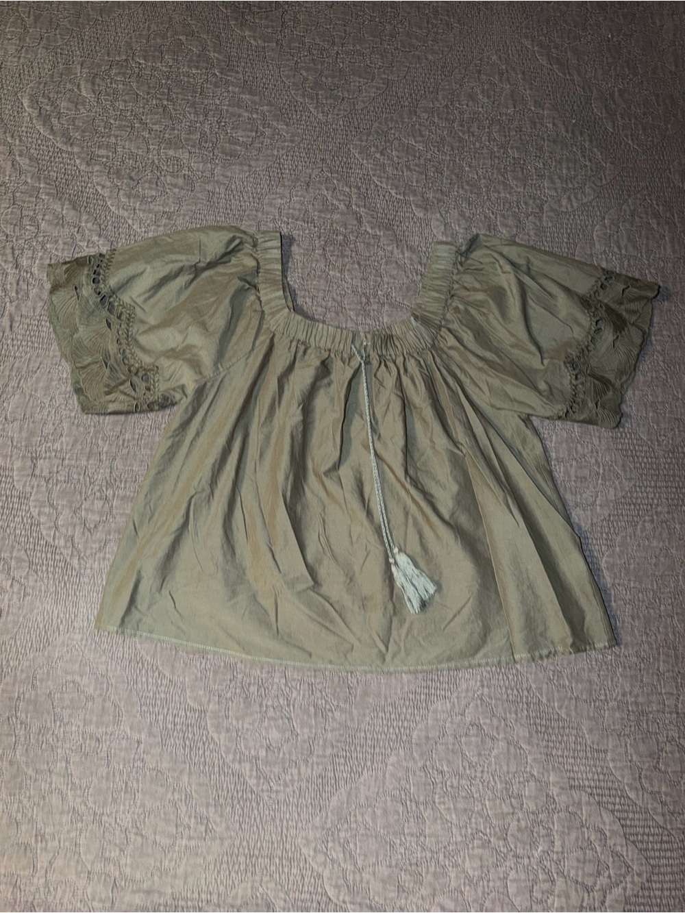 dylan Sea Shell Blouse-Olive 100% Cotton Women’s Size-XS